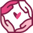 Charity icon - four hands around a heart