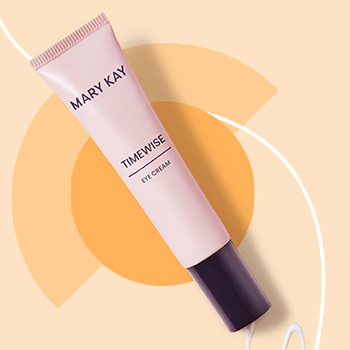 Mary Kay TimeWise Eye Cream is te zien op een oranje achtergrond