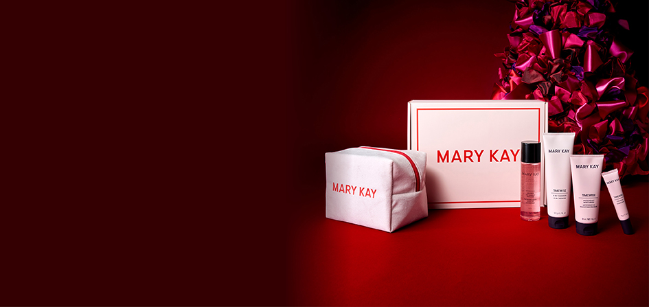 Timewise-producten en een make-uptasje van het merk Mary Kay