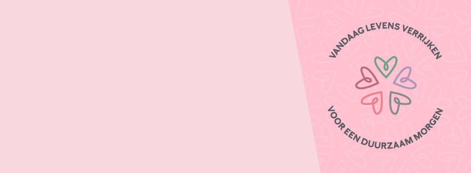 Vijf harten en het motto “Vandaag levens verrijken voor een duurzaam morgen"